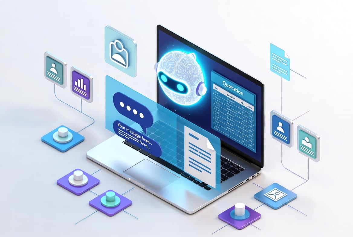Ilustrasi AI Chatbot untuk Penjualan B2B dan Quotation Otomatis